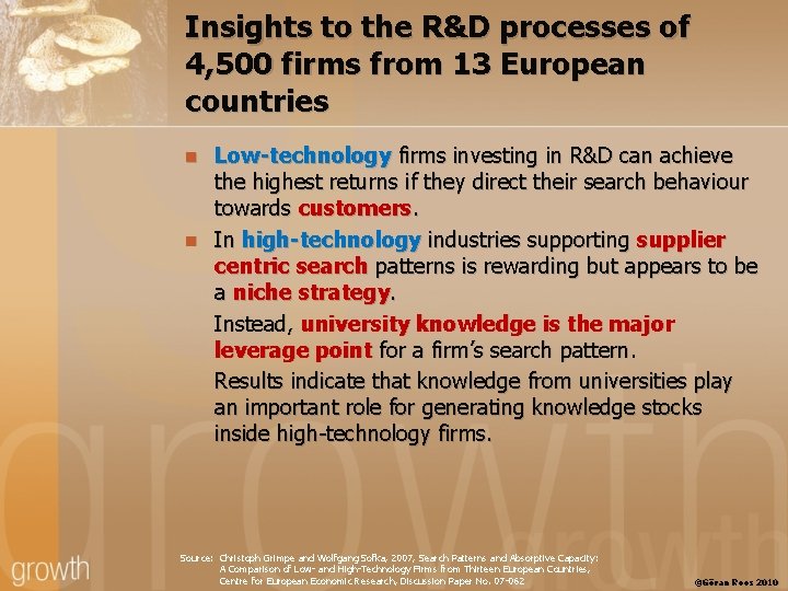 Insights to the R&D processes of 4, 500 firms from 13 European countries n