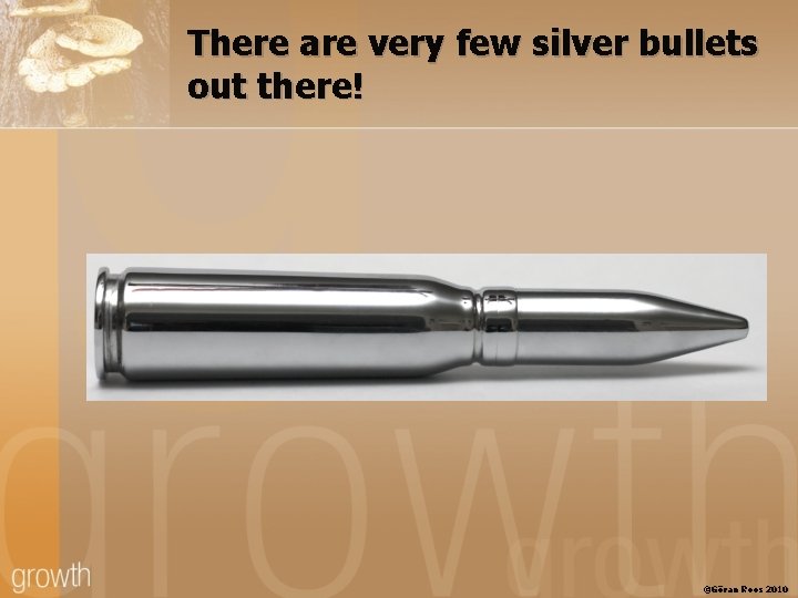 There are very few silver bullets out there! ©Göran Roos 2010 