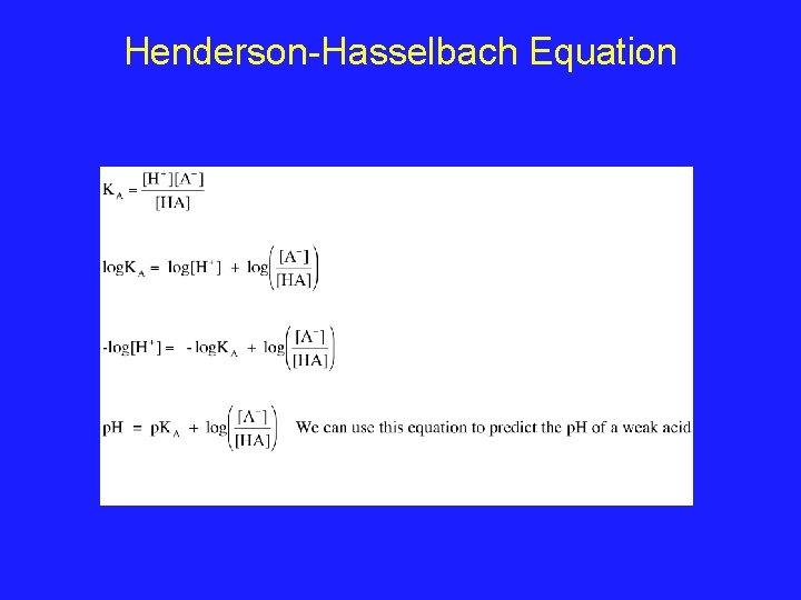 Henderson-Hasselbach Equation 