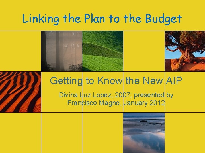 Linking the Plan to the Budget Getting to Know the New AIP Divina Luz