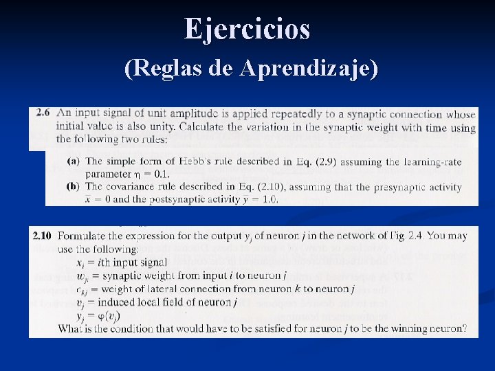 Ejercicios (Reglas de Aprendizaje) 