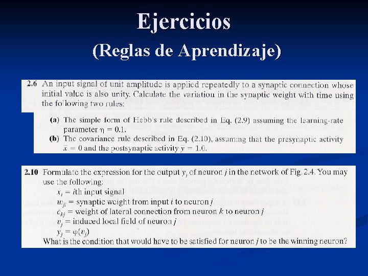 Ejercicios (Reglas de Aprendizaje) 