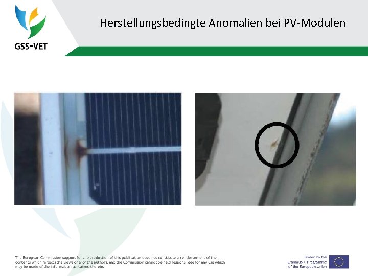 Herstellungsbedingte Anomalien bei PV-Modulen 