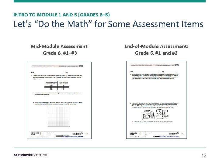 INTRO TO MODULE 1 AND 5 (GRADES 6– 8) Let’s “Do the Math” for