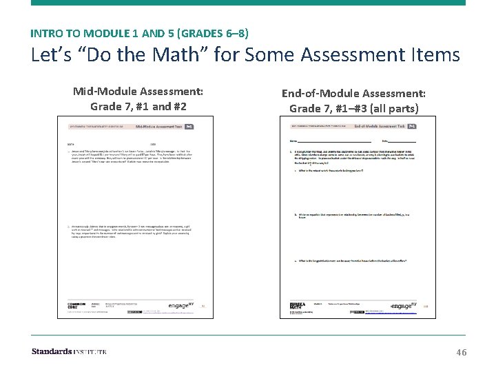 INTRO TO MODULE 1 AND 5 (GRADES 6– 8) Let’s “Do the Math” for