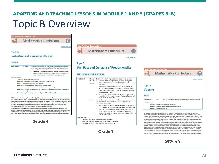 ADAPTING AND TEACHING LESSONS IN MODULE 1 AND 5 (GRADES 6– 8) Topic B