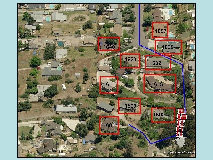 LOCAL GEOCODING EXAMPLES Microsoft Virtual Earth Ex: Sunburst Drive, El Cajon, 1697 CA 92021