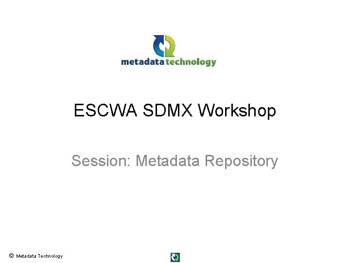 ESCWA SDMX Workshop Session: Metadata Repository © Metadata Technology 