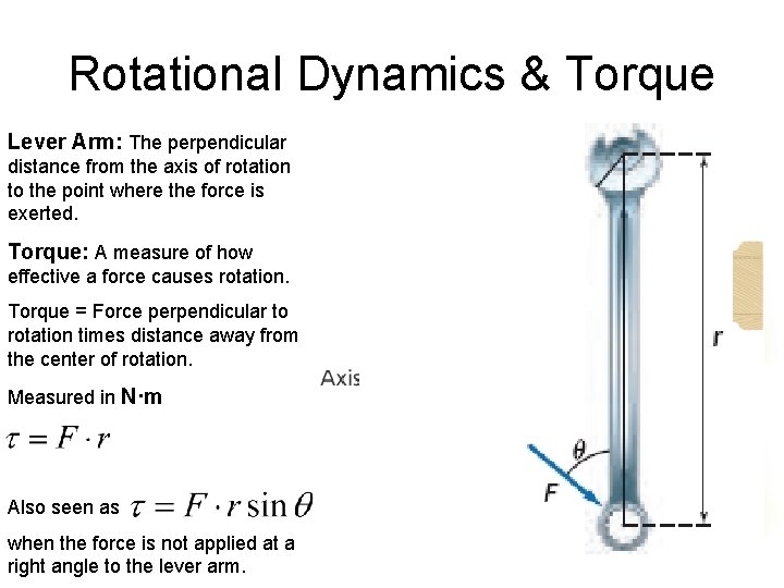 Rotational Dynamics & Torque Lever Arm: The perpendicular distance from the axis of rotation