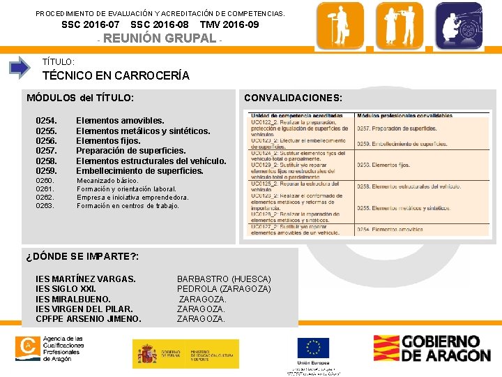 PROCEDIMIENTO DE EVALUACIÓN Y ACREDITACIÓN DE COMPETENCIAS. SSC 2016 -07 SSC 2016 -08 -
