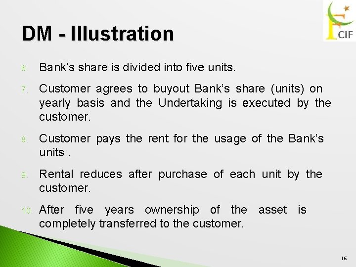 DM - Illustration 6. Bank’s share is divided into five units. 7. Customer agrees