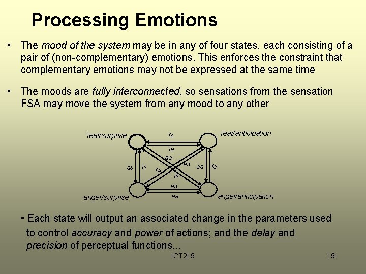Processing Emotions • The mood of the system may be in any of four Processing Emotions • The mood of the system may be in any of four