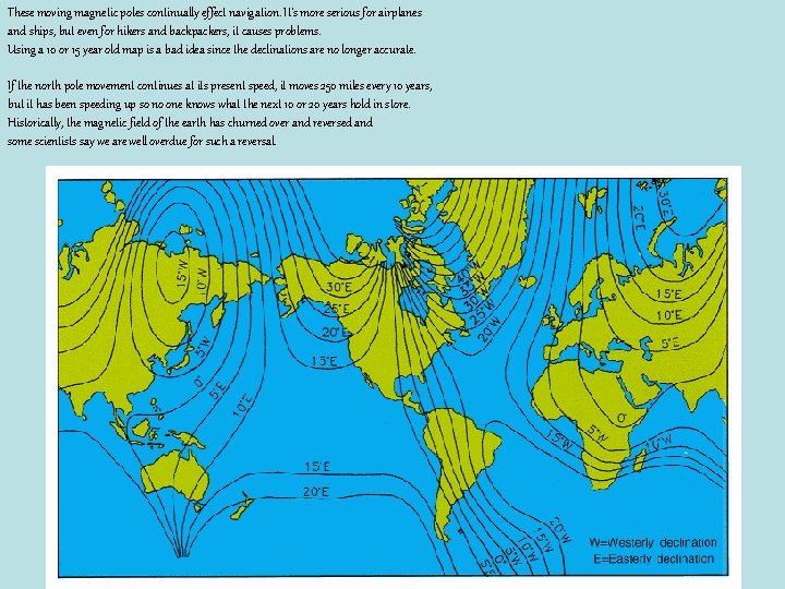 These moving magnetic poles continually effect navigation. It's more serious for airplanes and ships, These moving magnetic poles continually effect navigation. It's more serious for airplanes and ships,