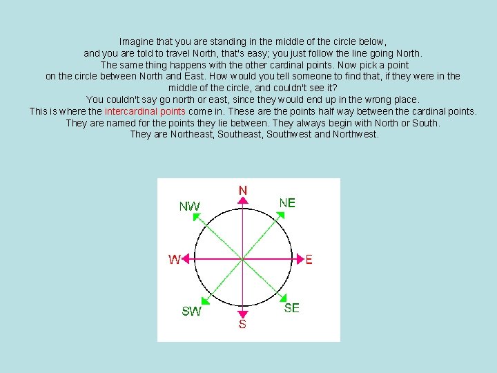 Imagine that you are standing in the middle of the circle below, and you Imagine that you are standing in the middle of the circle below, and you