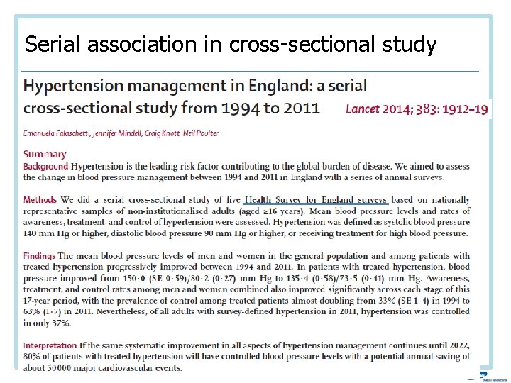 Serial association in cross-sectional study 