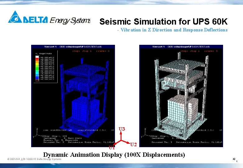 Seismic Simulation for UPS 60 K - Vibration in Z Direction and Response Deflections