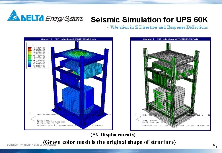 Seismic Simulation for UPS 60 K - Vibration in Z Direction and Response Deflections