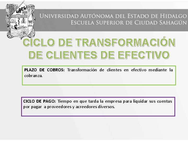 CICLO DE TRANSFORMACIÓN DE CLIENTES DE EFECTIVO PLAZO DE COBROS: Transformación de clientes en