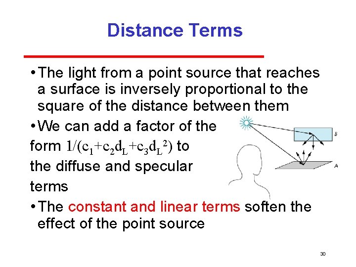 Distance Terms • The light from a point source that reaches a surface is