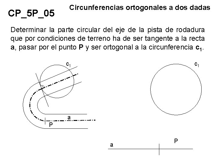 CP_5 P_05 Circunferencias ortogonales a dos dadas Determinar la parte circular del eje de