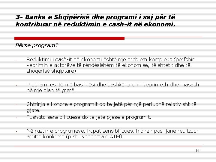 3 - Banka e Shqipërisë dhe programi i saj për të kontribuar në reduktimin