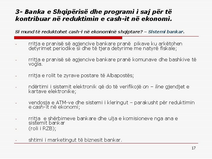 3 - Banka e Shqipërisë dhe programi i saj për të kontribuar në reduktimin