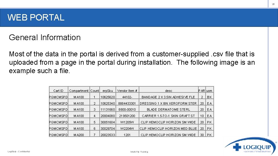 25 WEB PORTAL General Information Most of the data in the portal is derived