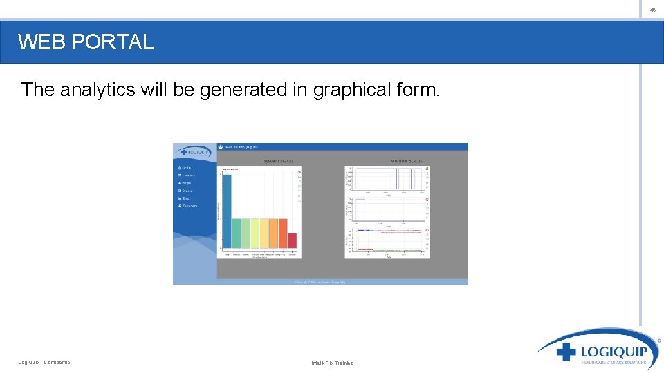 46 WEB PORTAL The analytics will be generated in graphical form. Logi. Quip -