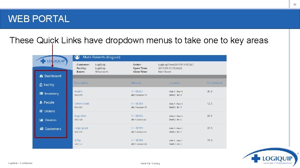 50 WEB PORTAL These Quick Links have dropdown menus to take one to key