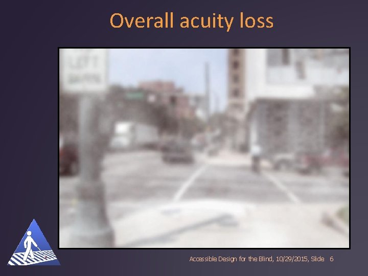 Overall acuity loss Accessible Design for the Blind, 10/29/2015, Slide 6 
