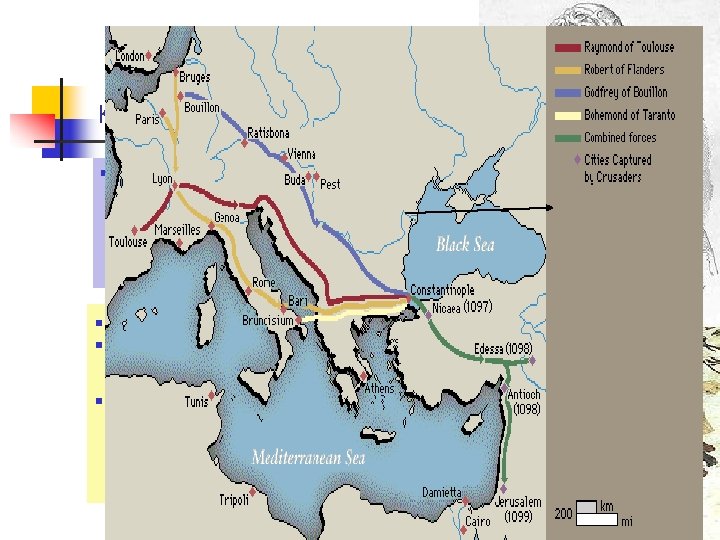 Krstaška vojska plemića(1096. -1099. ) n Rat predvode grofovi i vojvode iz Francuske n