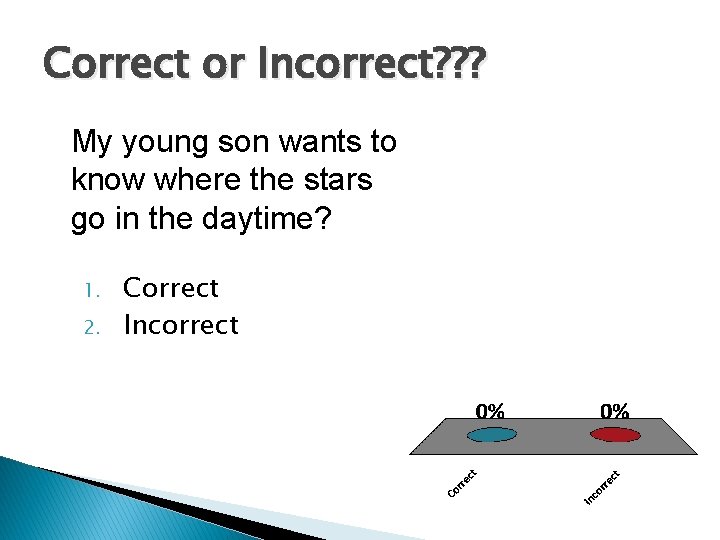 Correct or Incorrect? ? ? My young son wants to know where the stars