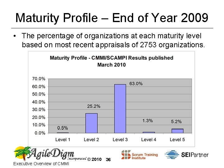Maturity Profile – End of Year 2009 • The percentage of organizations at each