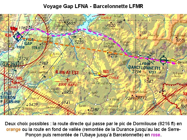 Voyage Gap LFNA - Barcelonnette LFMR Deux choix possibles : la route directe qui