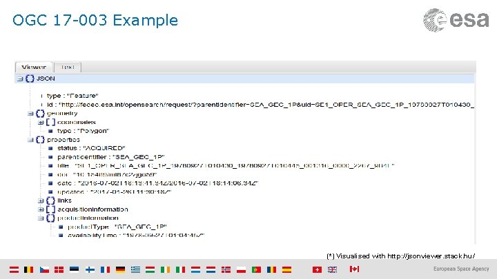 OGC 17 -003 Example (*) Visualised with http: //jsonviewer. stack. hu/ 