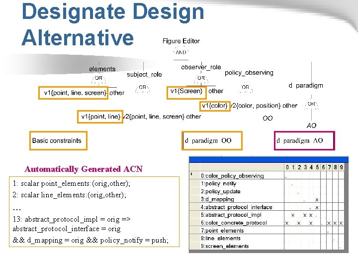 Designate Design Alternative Automatically Generated ACN 1: scalar point_elements: (orig, other); 2: scalar line_elements: