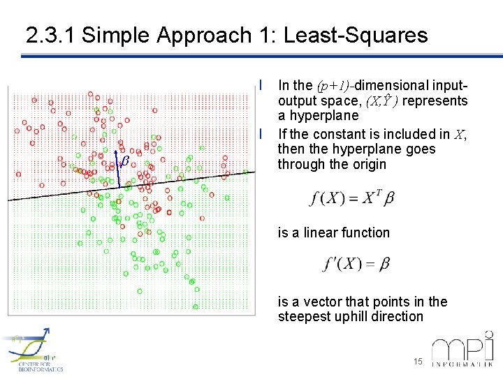 2. 3. 1 Simple Approach 1: Least-Squares l l b In the (p+1)-dimensional inputoutput