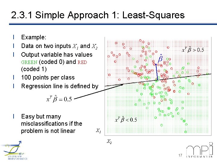 2. 3. 1 Simple Approach 1: Least-Squares l l l Example: Data on two