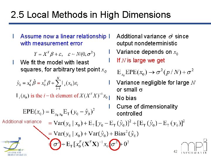 2. 5 Local Methods in High Dimensions l l Assume now a linear relationship