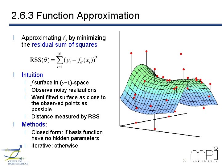 2. 6. 3 Function Approximation l Approximating f by minimizing the residual sum of