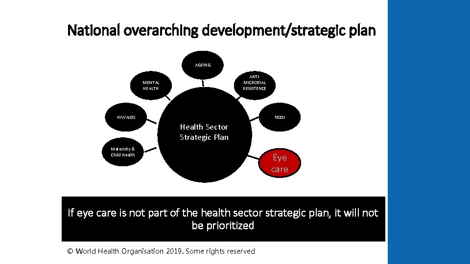 National overarching development/strategic plan AGEING ANTIMICROBIAL RESISTENCE MENTAL HEALTH HIV/AIDS NCDs Health Sector Strategic