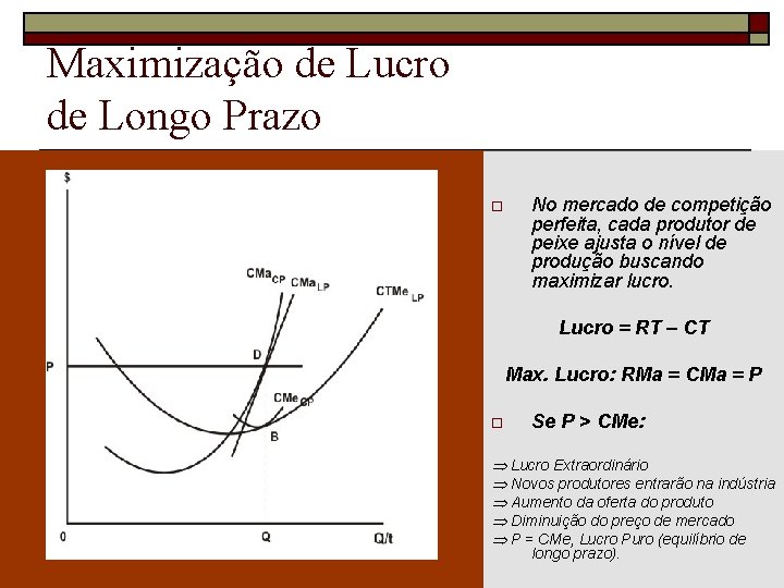 Maximização de Lucro de Longo Prazo o No mercado de competição perfeita, cada produtor