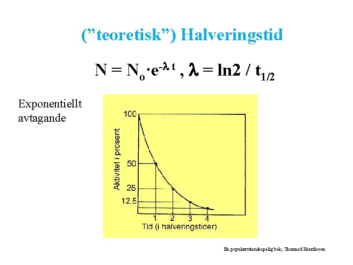 (”teoretisk”) Halveringstid N = No·e-l t , l = ln 2 / t 1/2