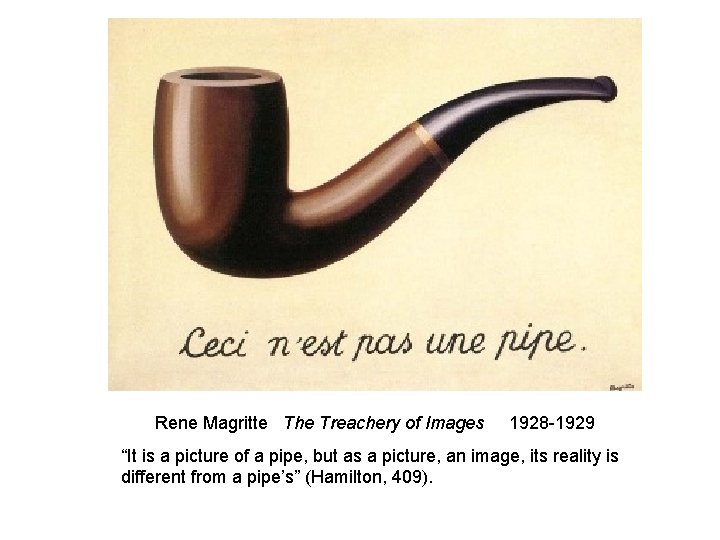 Rene Magritte The Treachery of Images 1928 -1929 “It is a picture of a