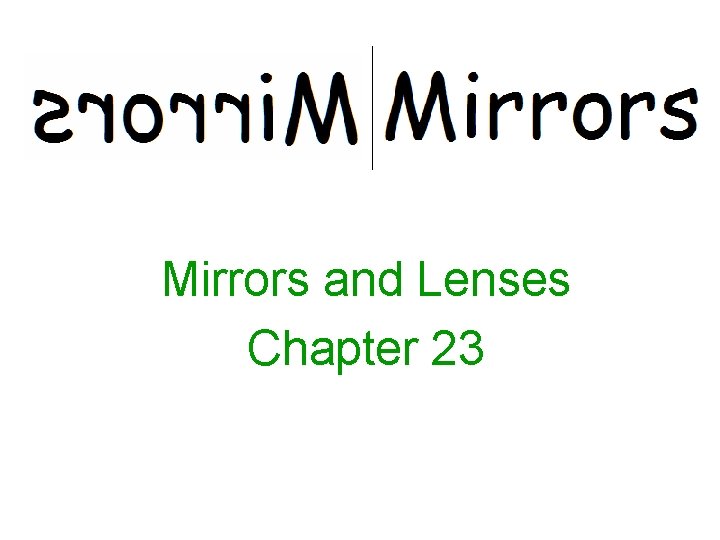 Mirrors and Lenses Chapter 23 