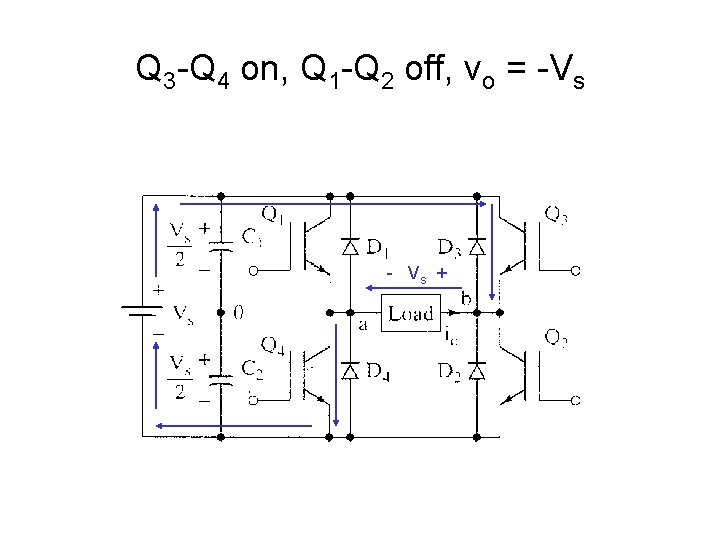 Q 3 -Q 4 on, Q 1 -Q 2 off, vo = -Vs -