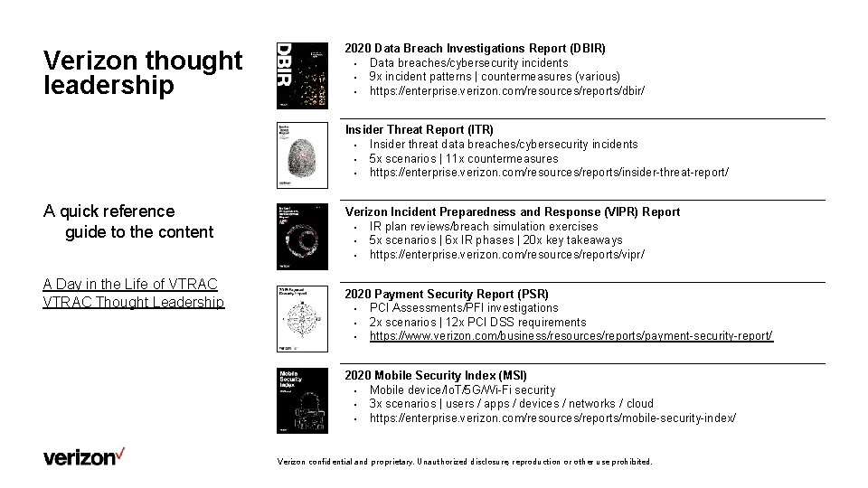 Verizon thought leadership 2020 Data Breach Investigations Report (DBIR) ▪ Data breaches/cybersecurity incidents ▪
