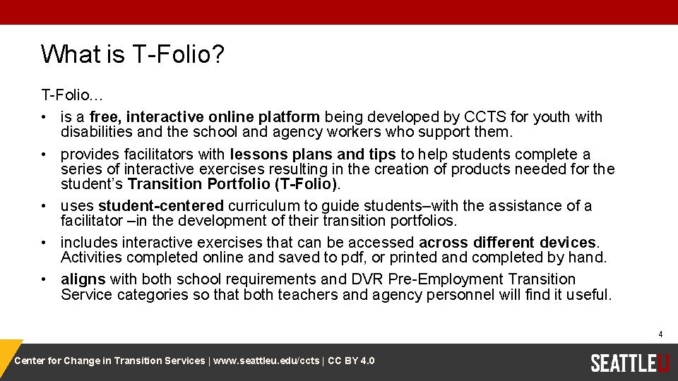 What is T-Folio? T-Folio… • is a free, interactive online platform being developed by