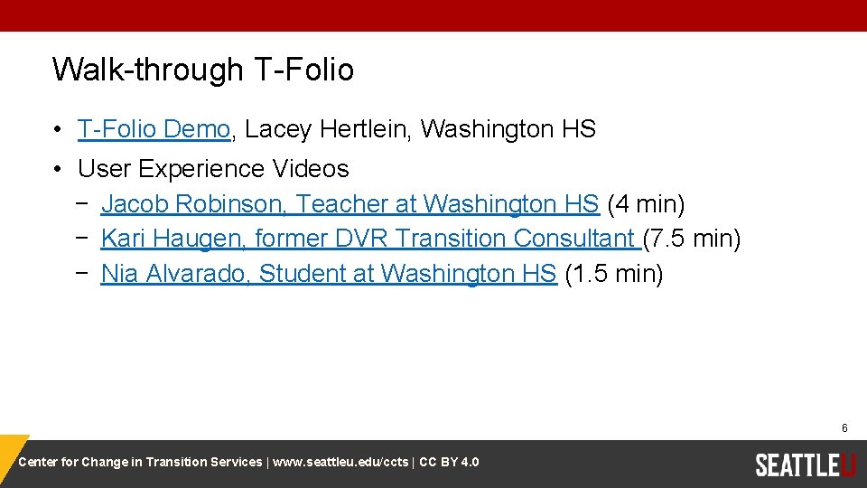 Walk-through T-Folio • T-Folio Demo, Lacey Hertlein, Washington HS • User Experience Videos −