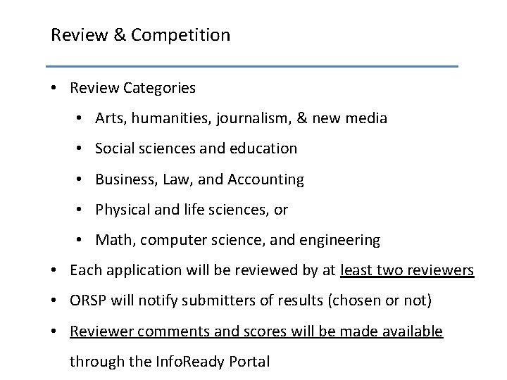 Review & Competition • Review Categories • Arts, humanities, journalism, & new media •